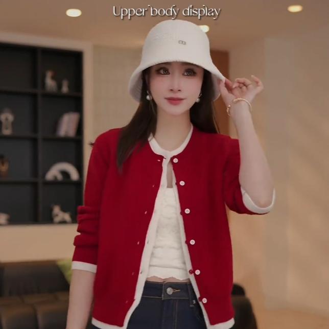 大码假两件开杉洋气减龄遮肉显瘦气质外搭秋冬新款针织杉女