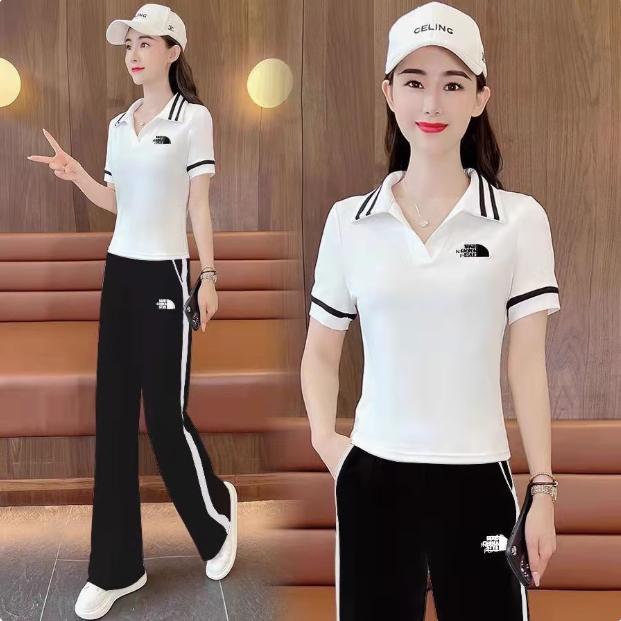 女装夏装套装2025新款爆款休闲运动套装polo时尚撞色洋气两件套女