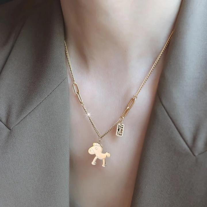 钛钢项链 马上有钱秋冬毛衣链女金色毛衣链网红轻奢小众新款项链