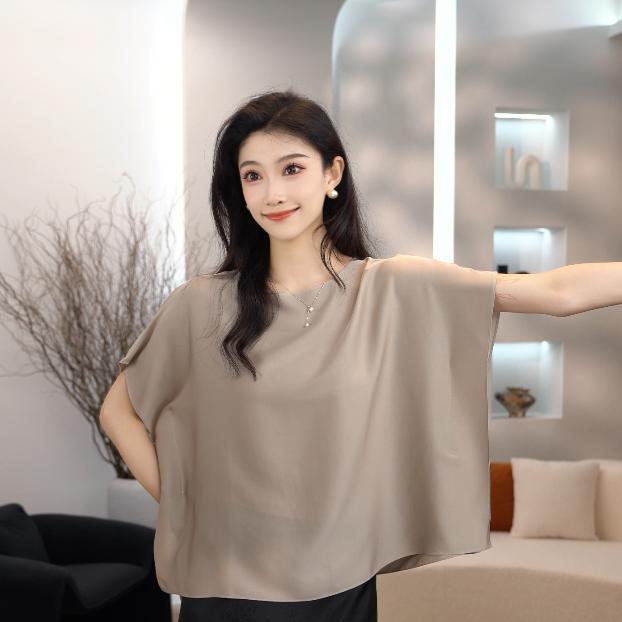 【鲤鱼定制】纯色上衣女蝙蝠袖百搭T恤衫  PX-1747