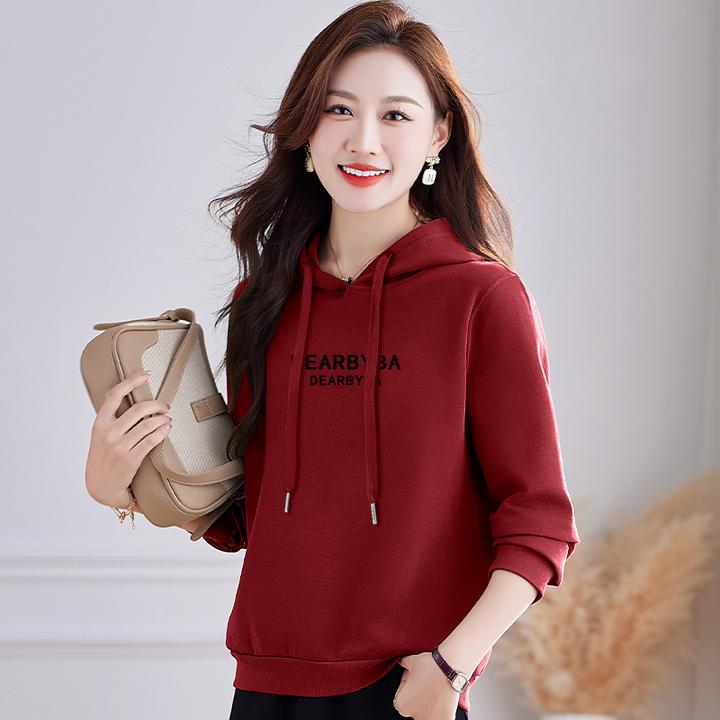 连帽卫衣女秋冬季加绒加厚百搭韩版中年减龄宽松外穿套头上衣外套