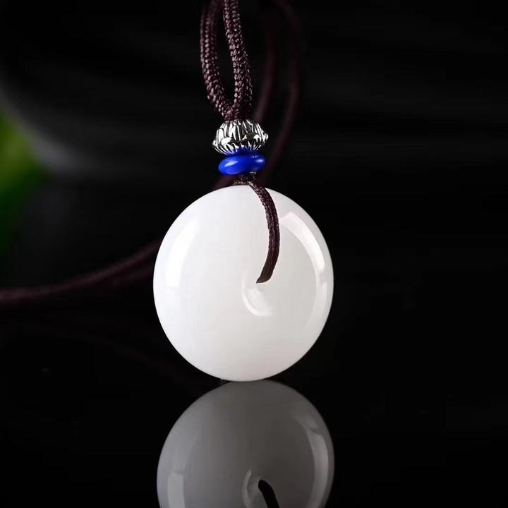 L011天然新疆玉石金丝玉平安扣小号30MM