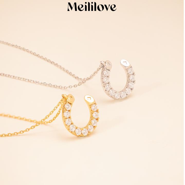 铜吊坠 「马到功成」闪耀锁骨链镶钻马蹄形吊坠MN09