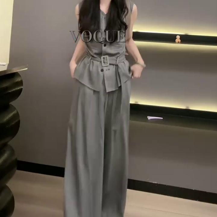 2025夏季新款时尚显瘦气质女士网红洋气两件套百搭款D6519