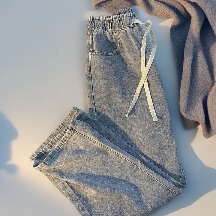 简约潮流复古牛仔裤男夏季薄款宽松百搭潮流潮流阔腿九分休闲长DS