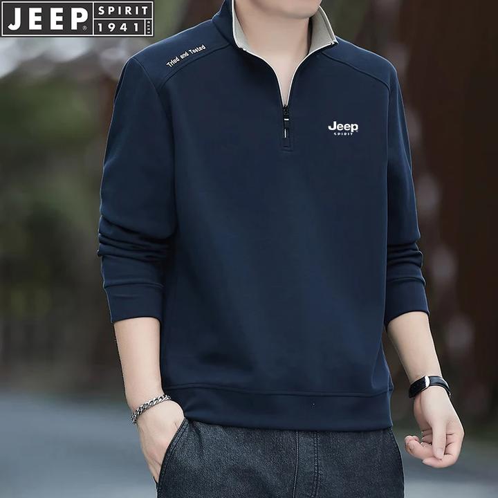 JEEPSPIRIT卫衣男秋冬季立领半拉链长袖保暖男士休闲卫衣秋装宽松