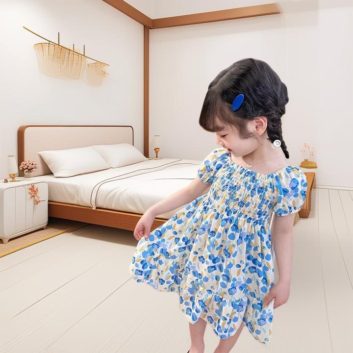 女童夏季碎花连衣裙新款儿童女宝宝夏装洋气时髦裙子田园风公主裙