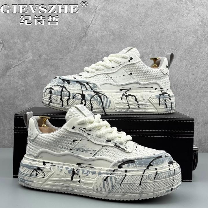 纪诗哲男鞋个性潮流透气运动鞋子男士时尚轻便休闲鞋厚底舒适板鞋