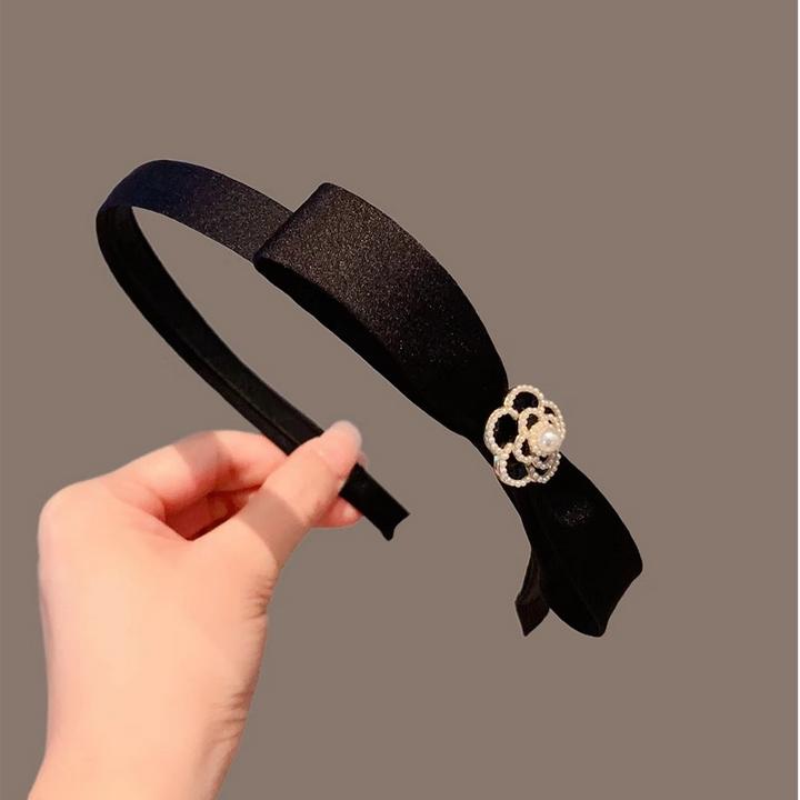 复古优雅法式山茶花头箍小香风黑色女新款发饰百搭气质高级感发捆