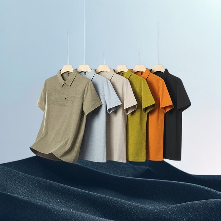 巴赛娜缇翻领polo衫短袖男士夏季新款宽松休闲商务印花半袖t恤男
