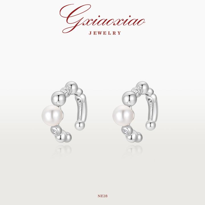 G XIAOXIAO 镀K金 气质时尚高级圆珠耳夹（两只） NE27 NE28
