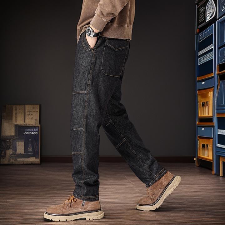2025秋季新款复古长裤秋季男士黑色工装牛仔裤牛仔裤日系加肥春秋