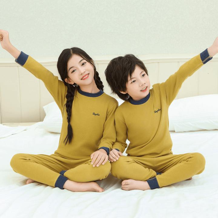 【10A抗菌】无骨绵羊毛蚕丝德绒家居服秋冬季儿童保暖内衣套秋冬款