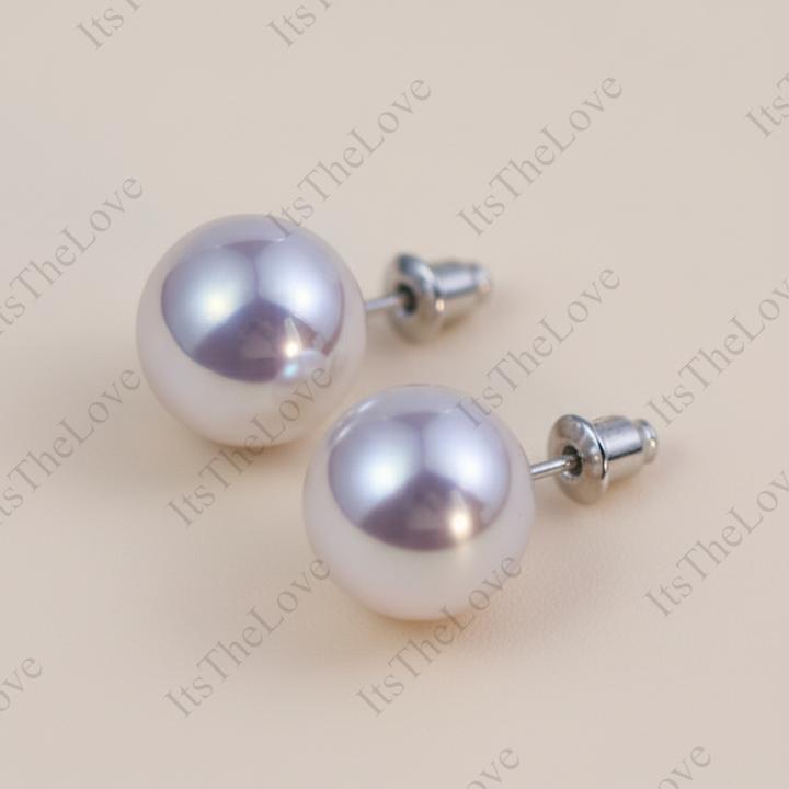 足银仿珍珠耳饰 足银999珍珠耳钉正圆强光镜面无暇百搭通勤日常