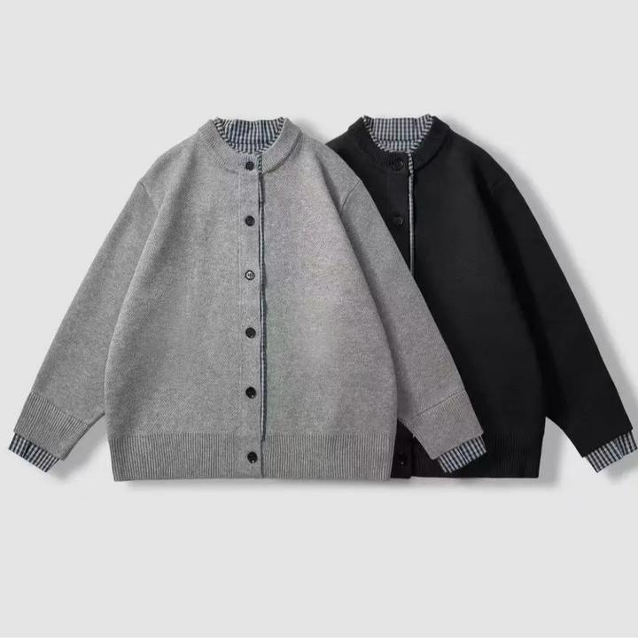 春秋新款格子假两件外套简约高级感男装休闲设计男女同款86325