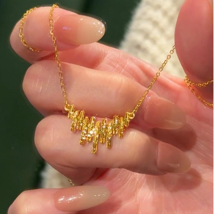 卡柒 铜合金项链 碎冰冰律动音符项链女轻奢气质高级感精美锁骨链