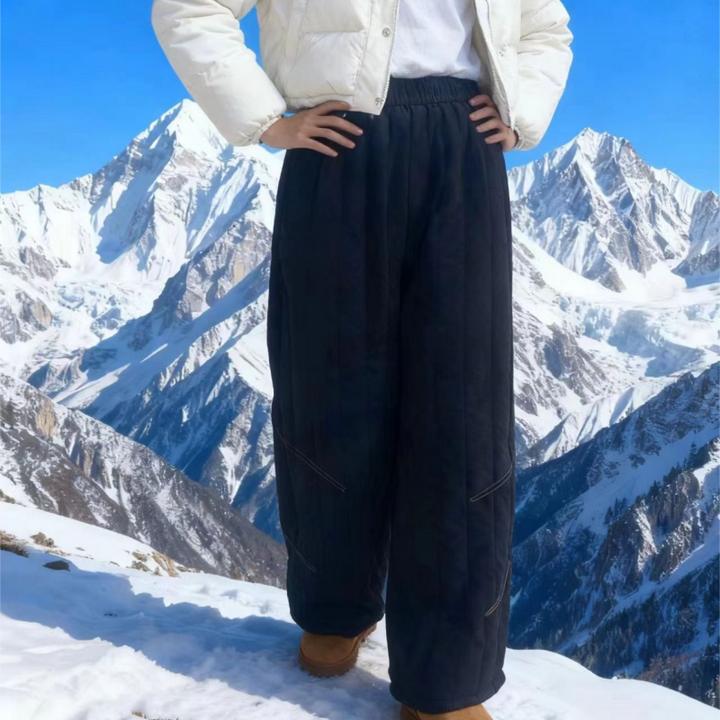 【专柜品质】冬季加厚保暖时尚竖条保暖裤宽松显瘦高级灯笼棉裤TZw