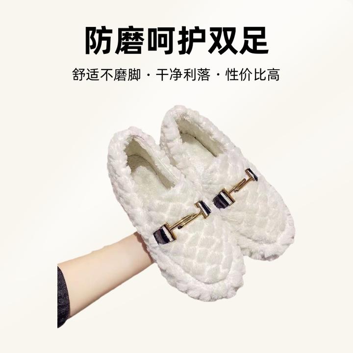 爆款毛毛鞋女冬外穿2025年冬季新款加绒女士棉鞋一脚蹬豆豆鞋百搭