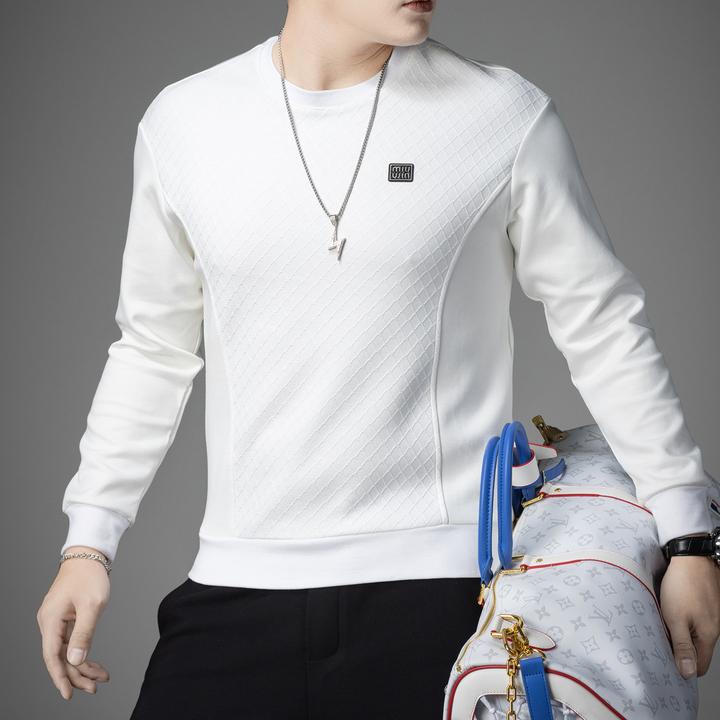 洛尼提日亚T恤2025新款秋冬装格纹卫衣男休闲套装长袖上衣打底衫