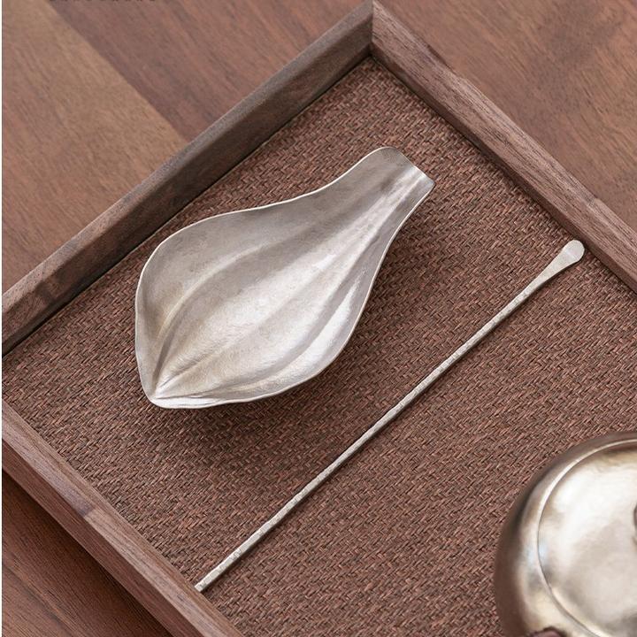 纯钛茶荷茶则茶拨创意赏茶荷醒茶器中式高端功夫茶具零配件两件套