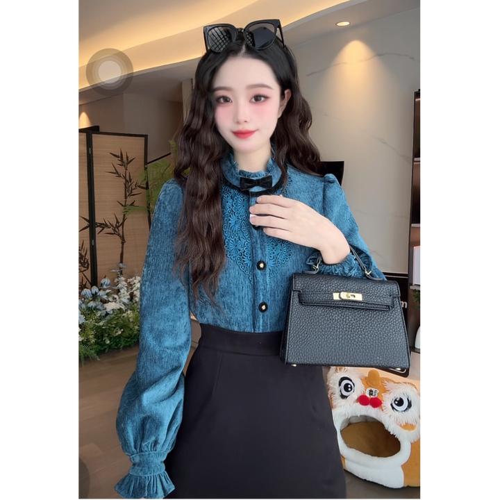 法式冬季高级宽松百搭加绒加厚衬衫