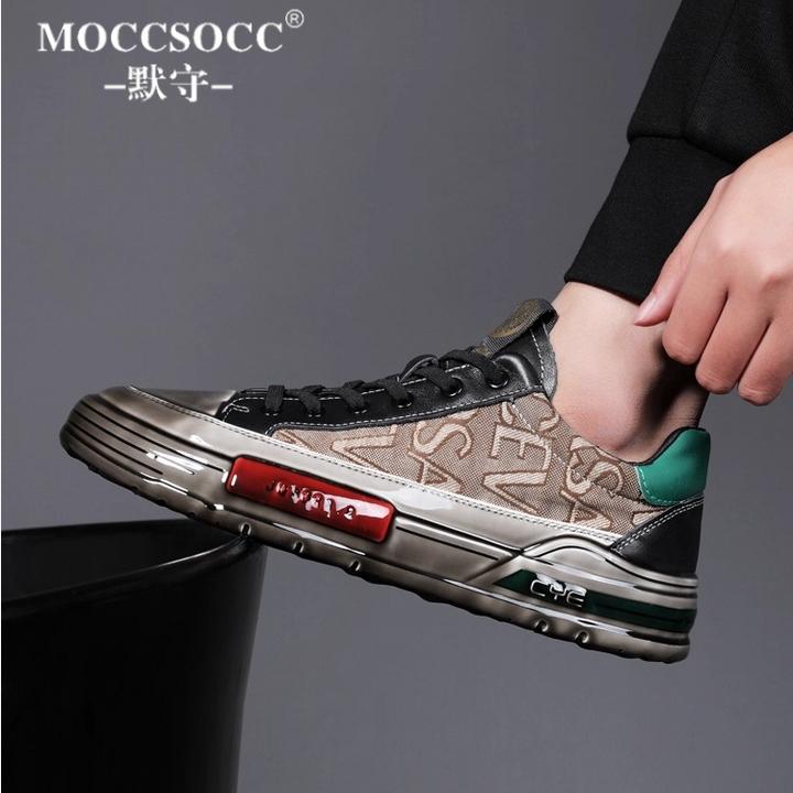 MOCCSOCC板鞋男款轻奢潮流个性男鞋厚底增高鞋时尚低帮百搭休闲鞋