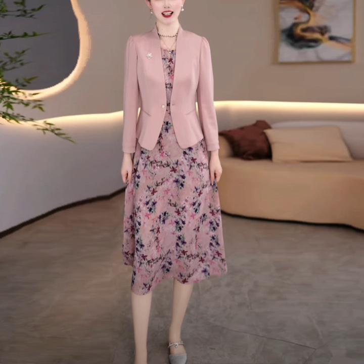 外套+连衣裙 2025春季时尚气质女人味百搭减龄两件套连衣裙 M-5XL