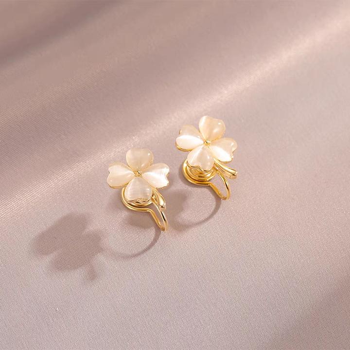 铜合金耳饰 猫眼石四方形蚊香盘耳夹女无耳洞小众百搭耳环轻奢耳