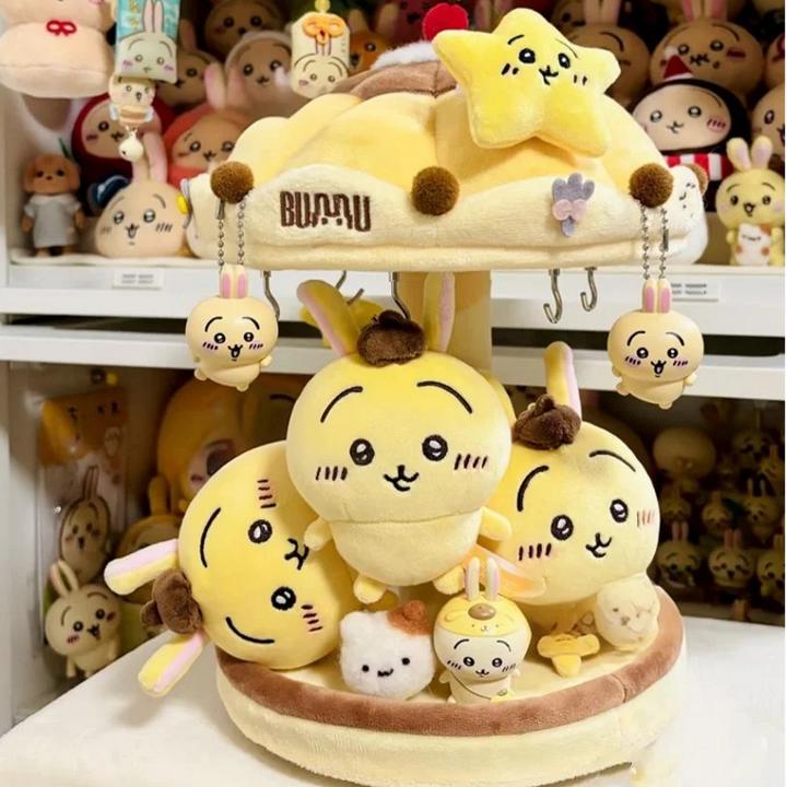 旋转双层旋转木马旋转小屋棉花娃娃屋手动旋转毛绒包包挂件娃屋