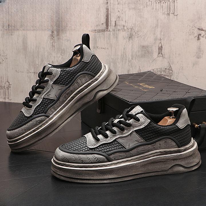 纪诗哲复古做旧新款超火板鞋冬季加绒小众厚底增高运动鞋