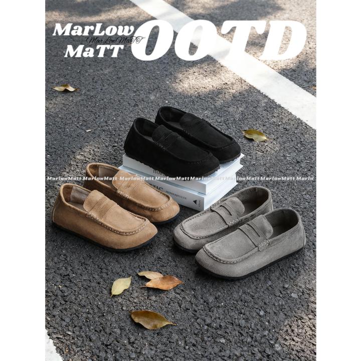 MarlowMatt秋季新款小众复古百搭软底袋鼠鞋防滑耐磨老钱风乐福鞋