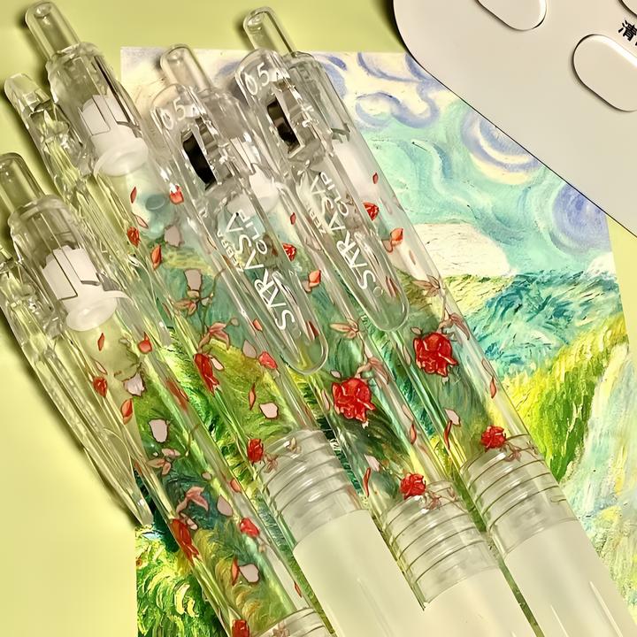 限定日本zebra斑马干枯玫瑰中性笔学生高颜值透明小碎花日系水笔