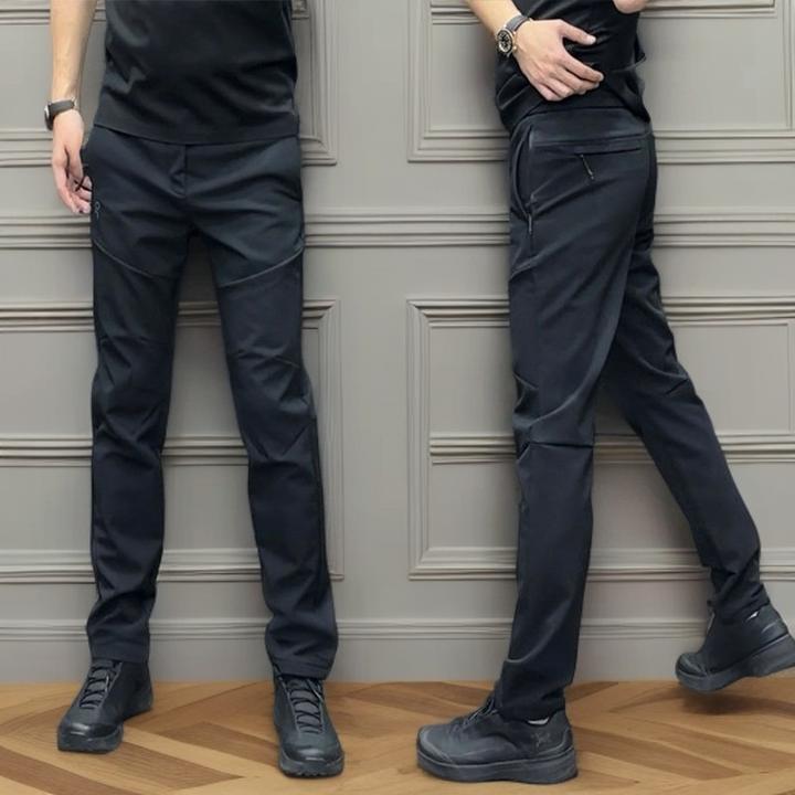 黑色男士冬季加绒休闲裤直筒裤户外冲锋裤潮牌简约长裤男秋冬款裤