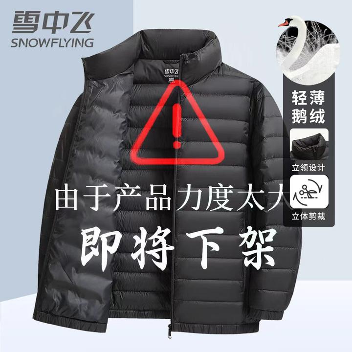 【轻薄鹅绒服】雪中飞男士羽绒服薄款立领短款秋冬羽绒服穿搭外套