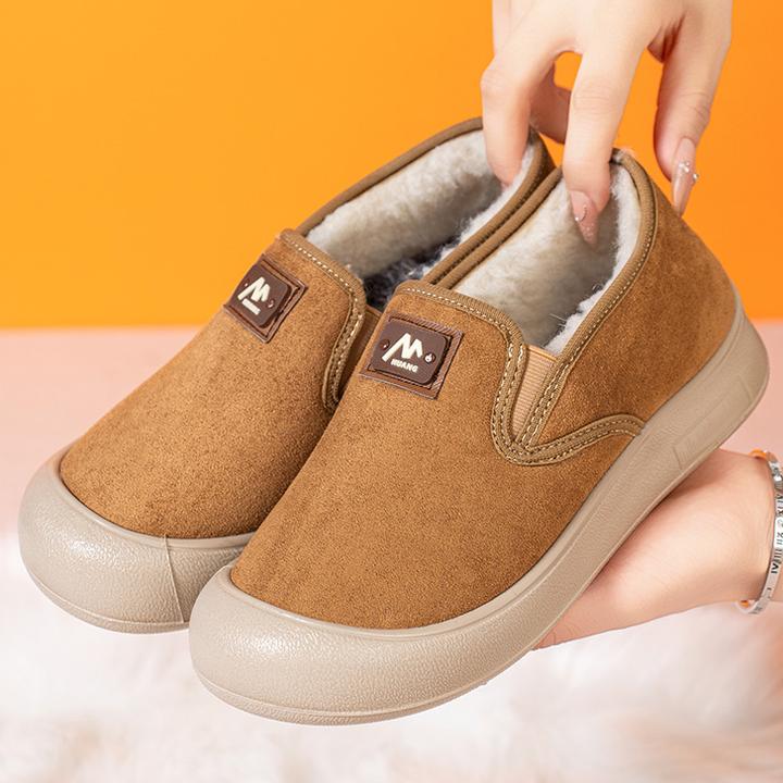 2025冬季新款加绒加厚女棉鞋保暖舒适轻便一脚蹬软底防滑妈妈鞋