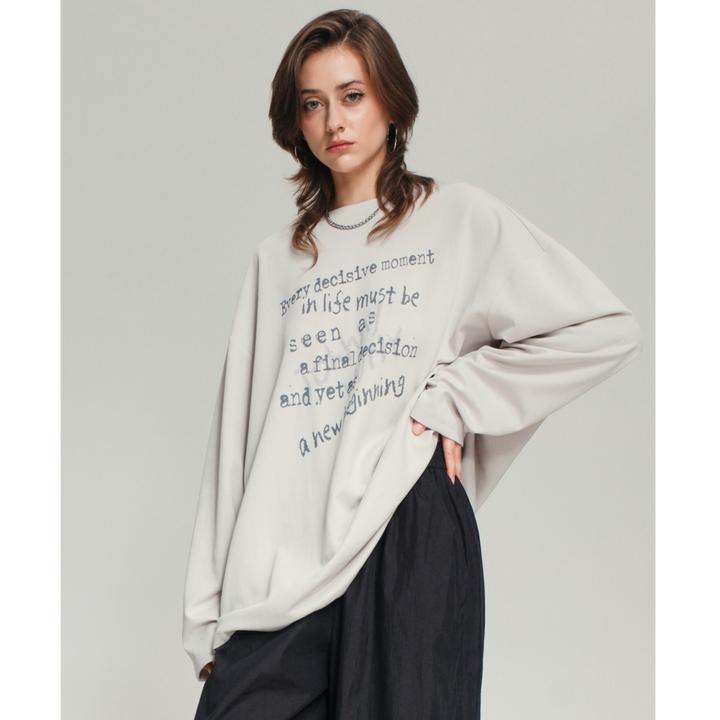 JOHNNYWU 美式复古慵懒风通勤舒适百搭印花长袖T恤