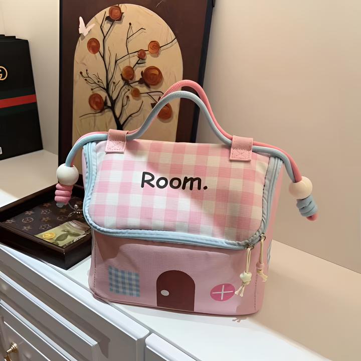 小房子化妆包外出随身携带分隔收纳大容量便携手提旅行外出收纳包