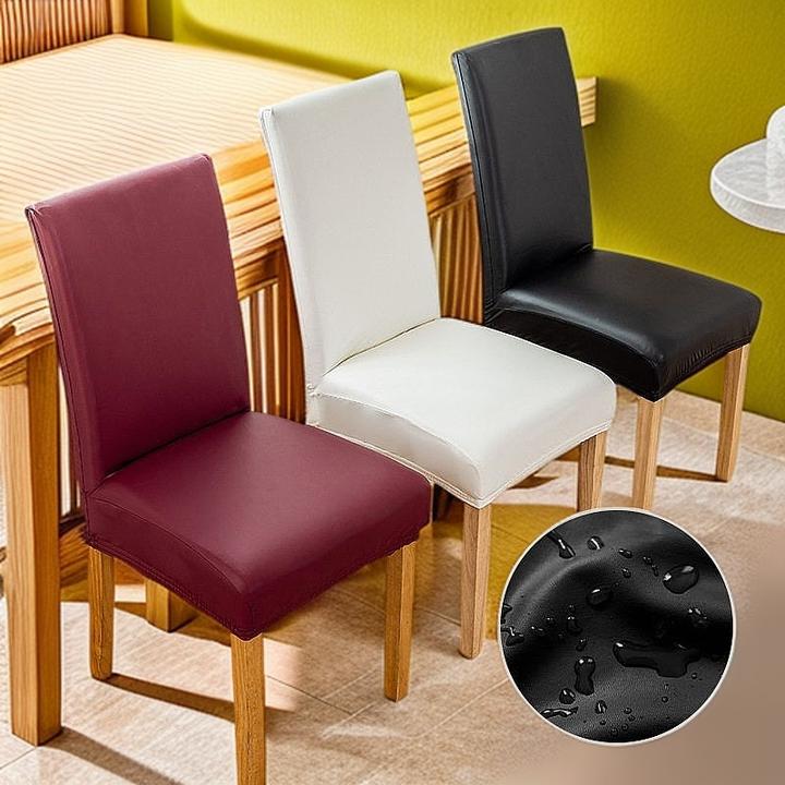 皮革椅子套防水防油防滑通用椅套家用餐厅酒店纯色加厚餐椅套罩