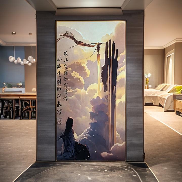 大话西游挂画高级感茶室客厅茶台茶桌背景装饰画玄关壁画一生所爱