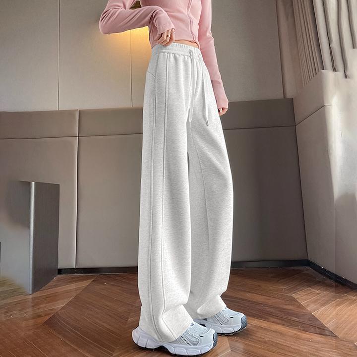 窄版运动阔腿裤女2025新款秋冬加绒高腰垂感小个子休闲卫裤直筒裤