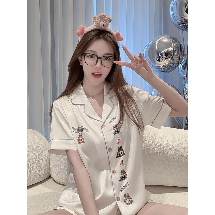 【甜美可爱风】高级感冰丝短袖睡衣女2025新款夏短裤套装凉感家居服