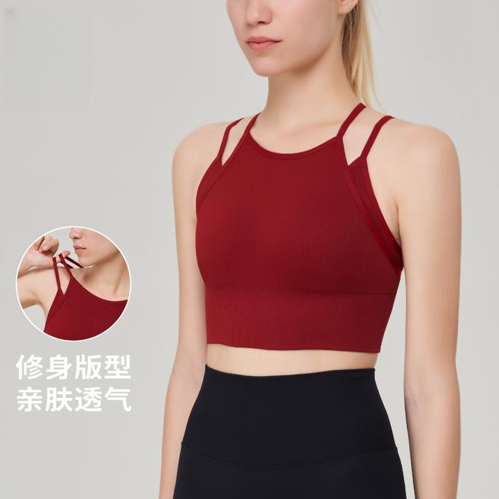 户外运动高强度健身背心女透气吸汗假两件内衣防震美背瑜伽文胸
