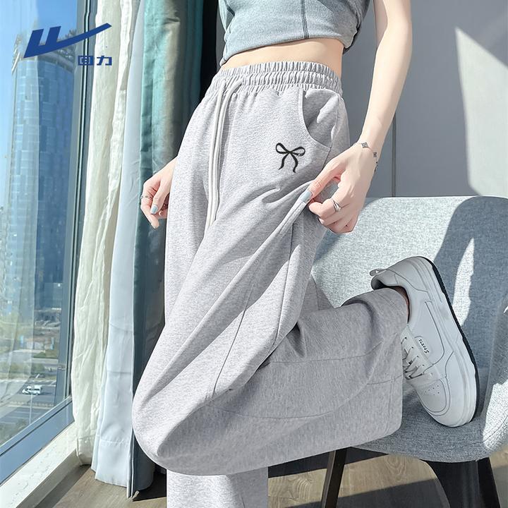 【回力】灰色美式运动裤女春秋季2025新款卫裤休闲阔腿香蕉裤子女