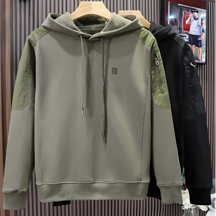 PinkAvril棉质针织卫衣男2025秋冬季打底衫重磅加绒加厚连帽外套