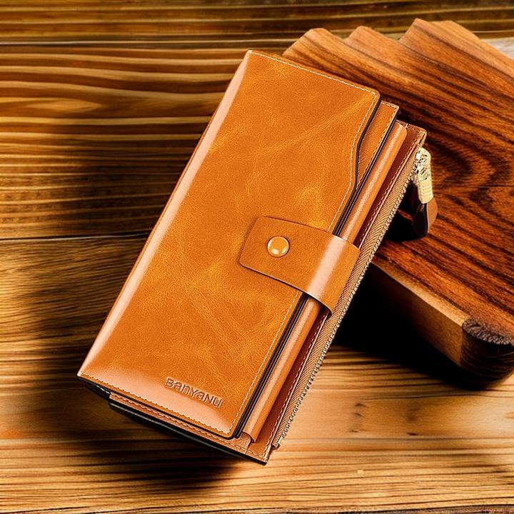 女士长款真皮纯牛皮多卡位防盗刷大容量钱包头层新款多功能皮夹子