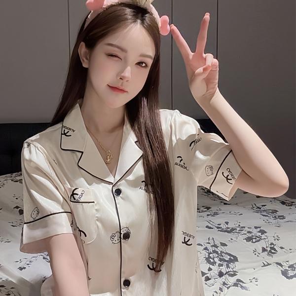 SIEOYJIEA/私迹【香风限定短袖】女款气质时尚睡衣女家居服套装
