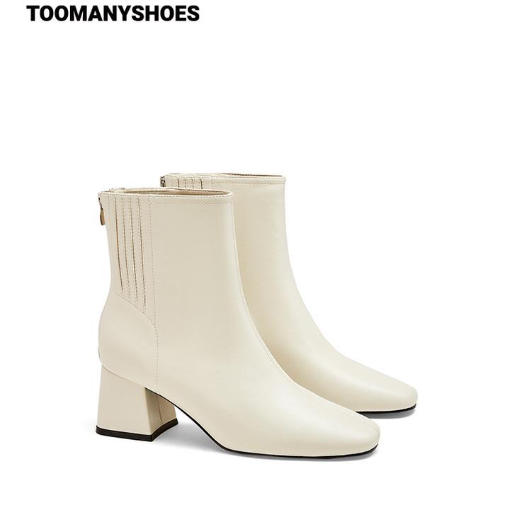 【达人】Toomanyshoes靴子25秋冬新款自在表达尖头高跟牛仔短靴