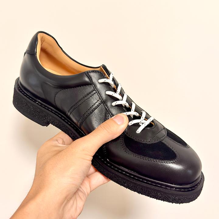 极简风黑色德训鞋男夏季头层牛皮透气运动鞋男单鞋真皮慢走休闲鞋