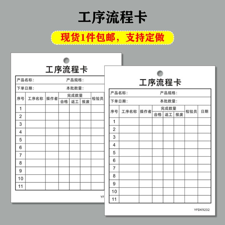 工序流程卡车间生产流转卡产品加工状态跟踪标识卡工艺周转卡定制