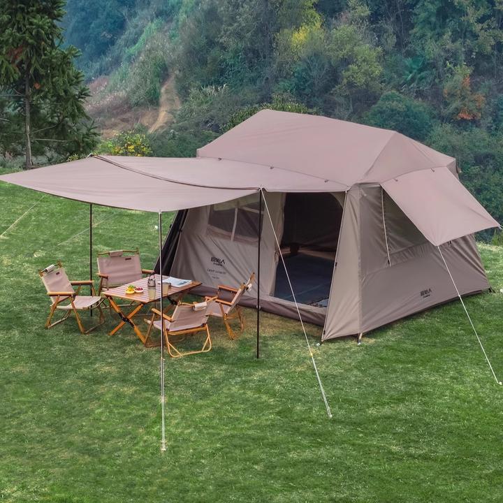 原始人归隐双层帐篷户外便携式野外野营露营二室一厅全自动屋脊帐